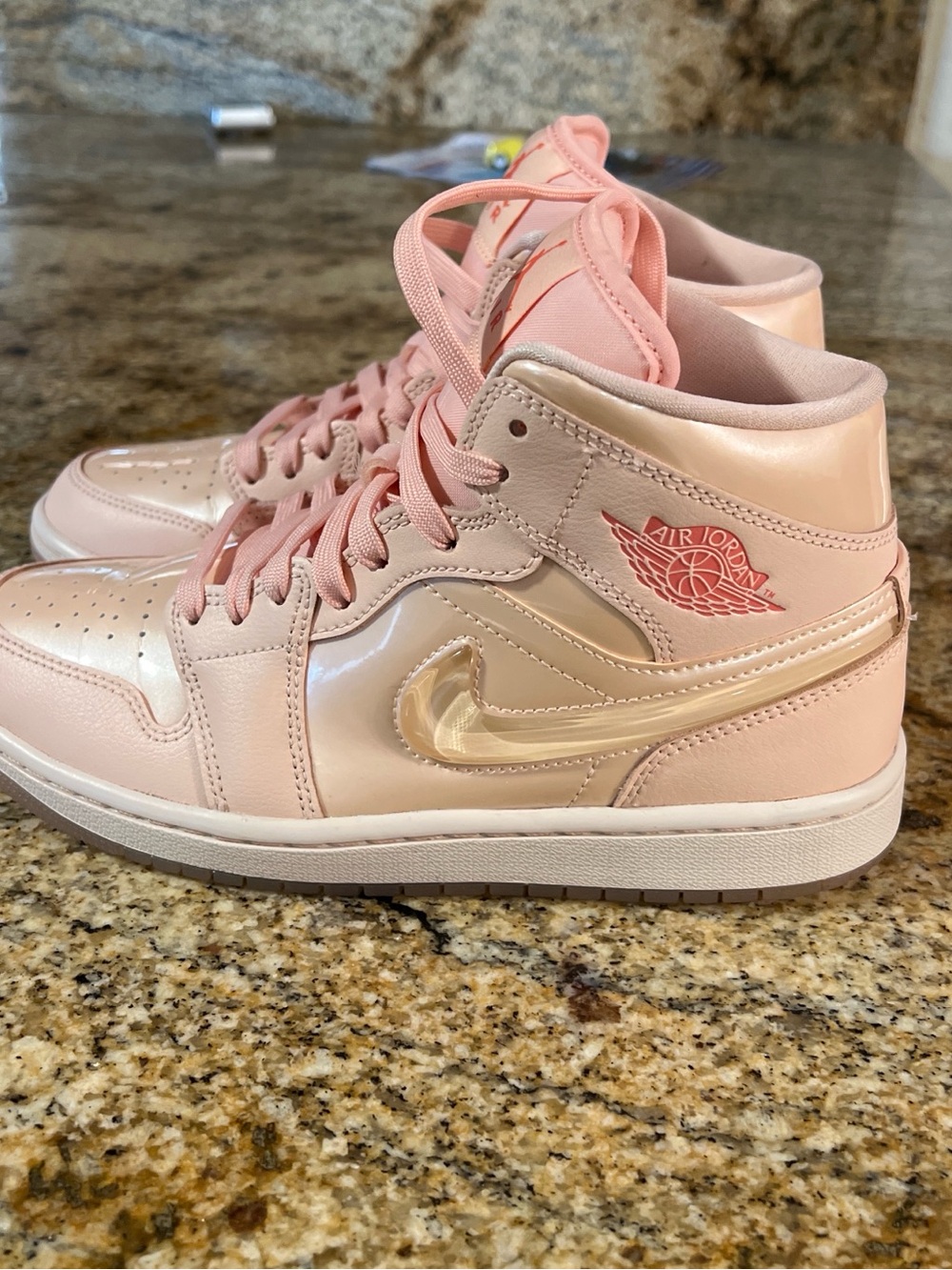 Nike Air Jordan 1 Mid Pink Patent Leather Women’s Sneakers Size 8